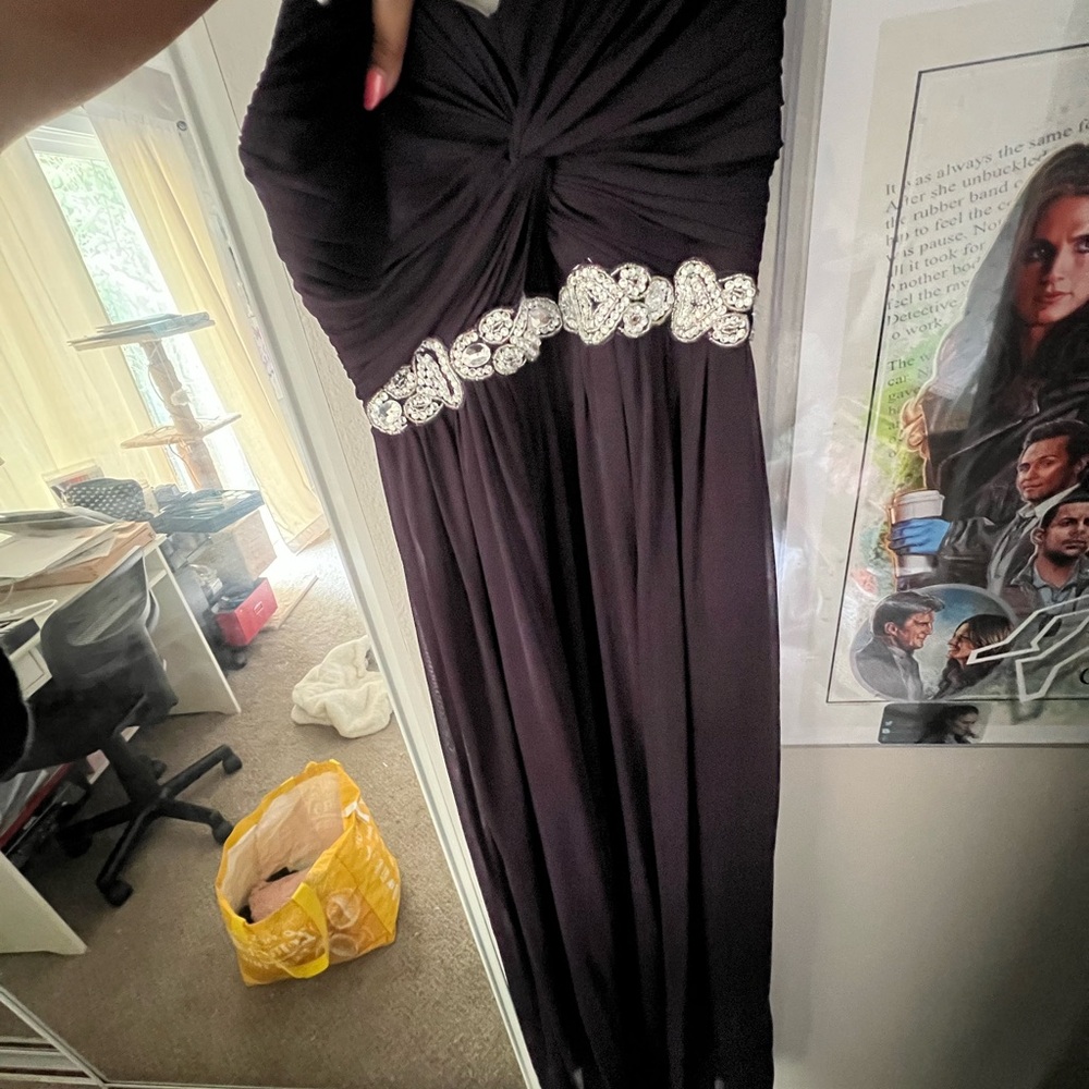 David's Bridal Blue Sleeveless Gown for Prom